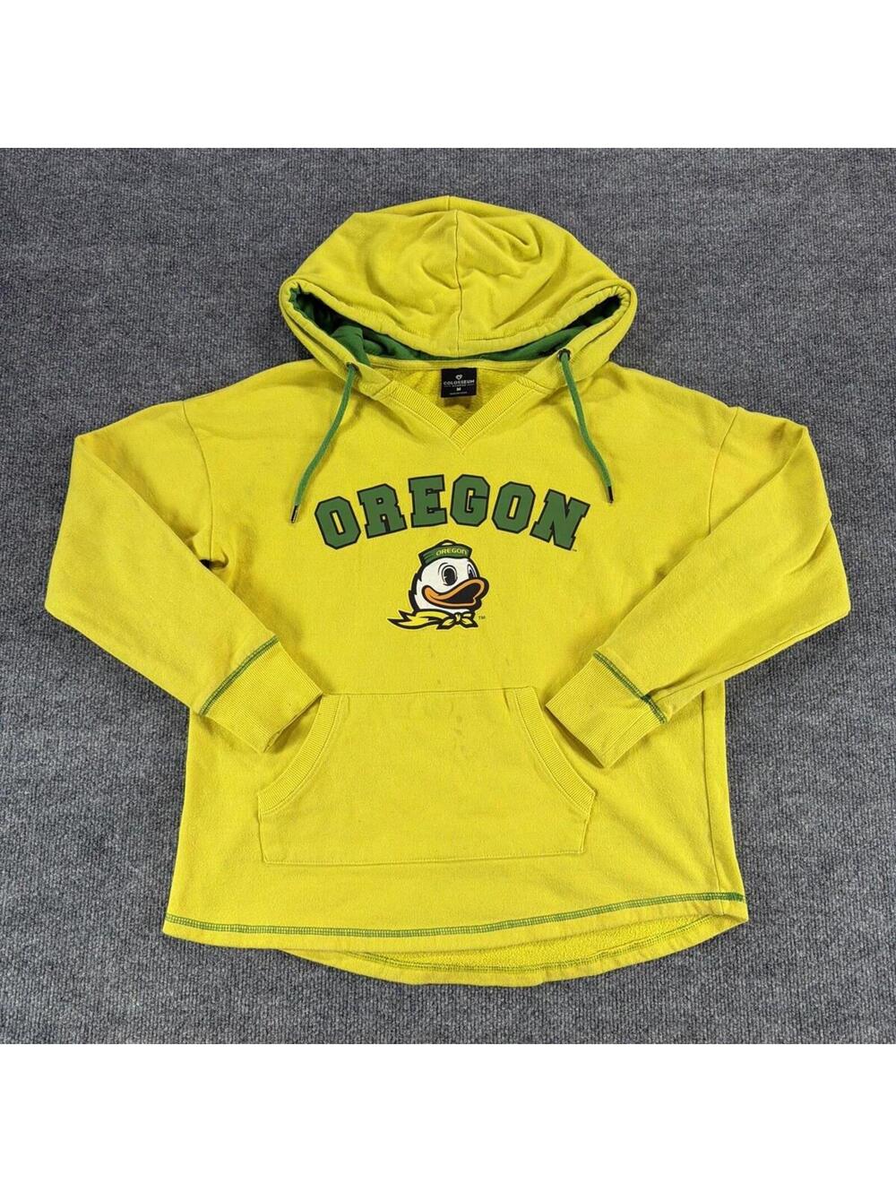 Colosseum Women's University of Oregon Ducks Yellow Hoodie Sweatshirt Medium